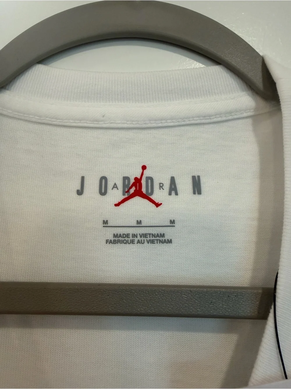 Jordan White Short Sleeve Tee with Black Jumpman - M